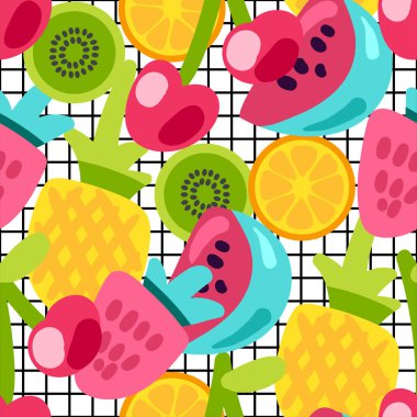 Karikatür meyve dikişsiz vektör desen