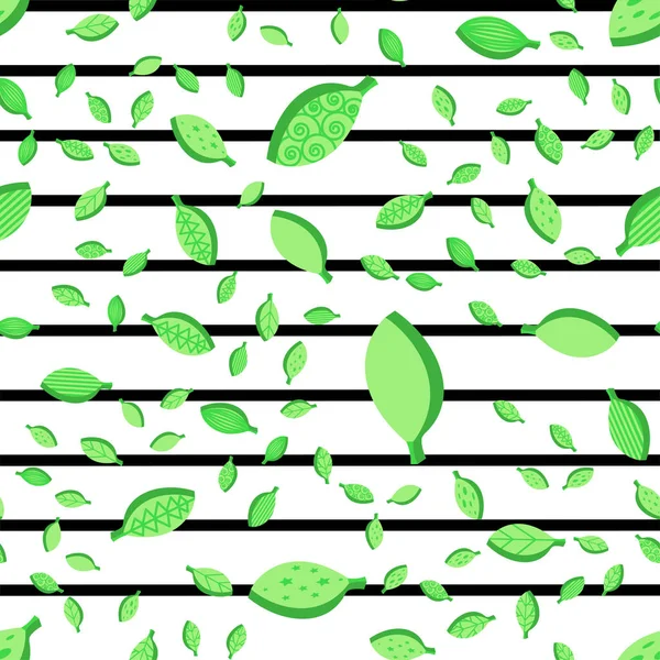 Verde hojas estilizadas patrón de vectores sin costura de color — Vector de stock