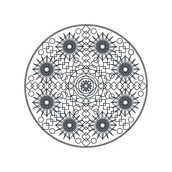 Monochrom geometrisches Mandala dünne Linie Vektorillustration — Stockvektor
