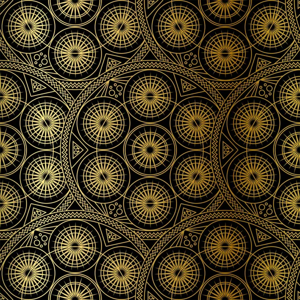 Patrón Sin Costura Boho Mandala Oro Vector — Archivo Imágenes Vectoriales