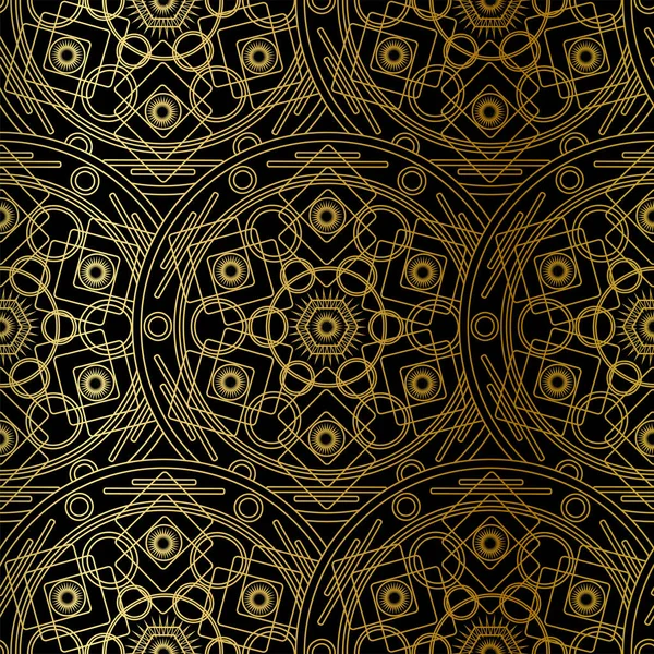Golden Mandala Boho Seamless Pattern Вектор — стоковий вектор