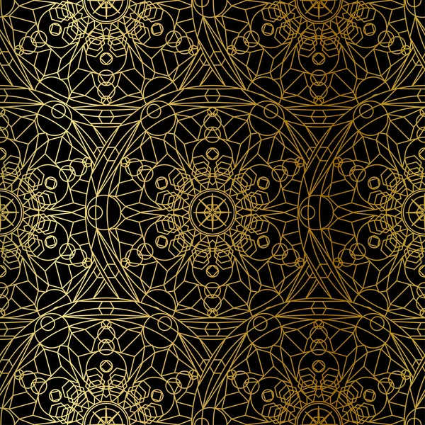 Patrón Sin Costura Boho Mandala Oro Vector — Archivo Imágenes Vectoriales