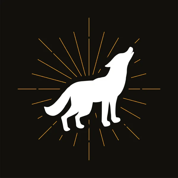复古咆哮的狼的轮廓 野生动物 危险的掠食者徽章 野生动物 森林猎手图标 — 图库矢量图片