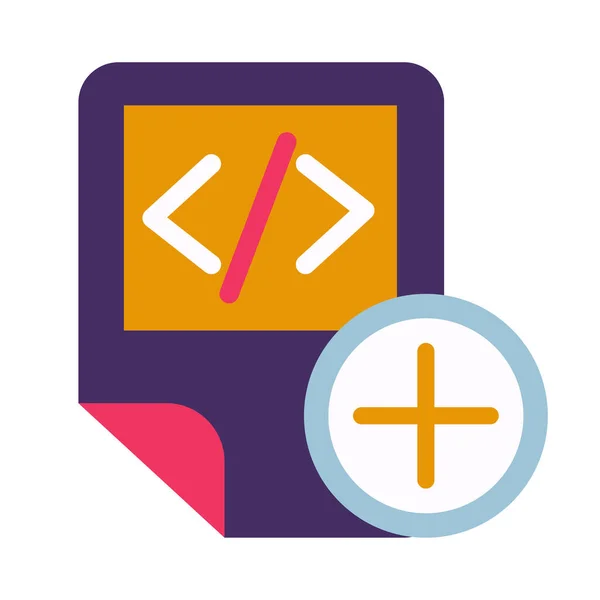 Код Файла Скрипта Добавления Символа Иконка Вектора Символа Html Тег — стоковый вектор