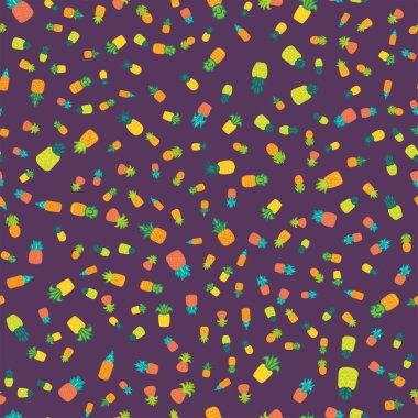 Tüm ananas vektörü kusursuz desen. Yaz sulu meyveler, tropikal duvar kağıdı, tekstil tasarımı