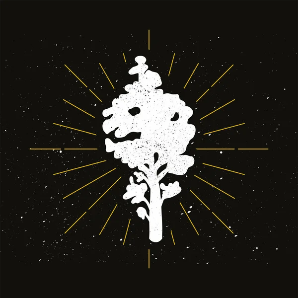 Retro Ağaç Silueti Logosu Doğa Işareti Klasik Logoti Ekoloji Ikonu — Stok Vektör