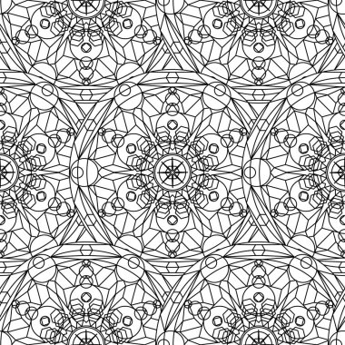 Siyah Beyaz Monokrom Mandala Boho Kusursuz Desen