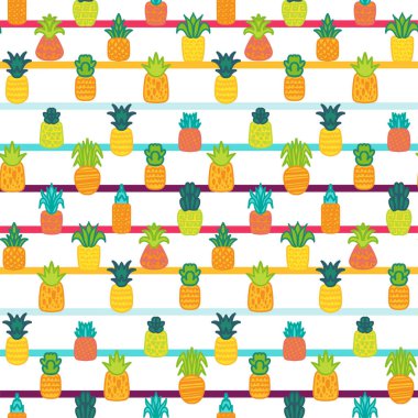 Yaz meyveleri vektör el düz desen çizilir