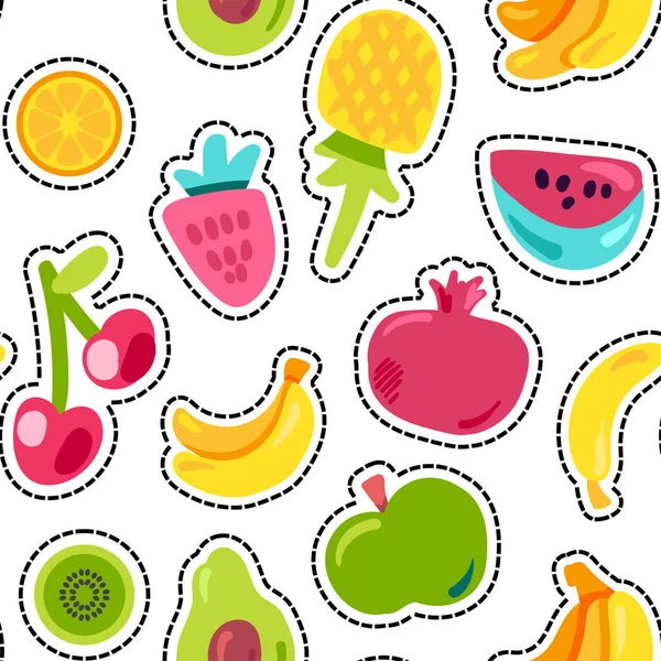 Verano brillante jugoso fruta pintada patrón inconsútil — Vector de stock