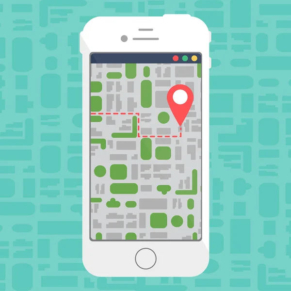 Vida Social Com Smartphone Mapa Eletrônico Smartphone Mão Estilo Minimalista — Vetor de Stock