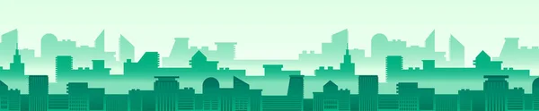 Modern City Skyline Vector Illustration Green Urban Panorama Skyscrapers Horizontal — Stock Vector