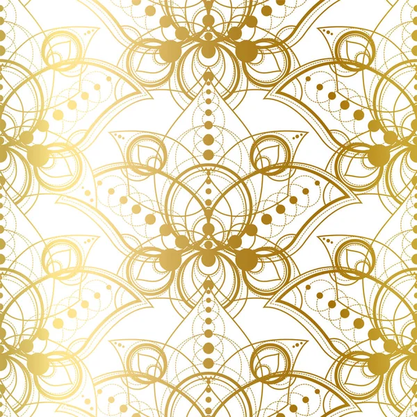 Patrón Sin Costura Con Ornamento Natural Golden Lotus Flores Doradas — Vector de stock