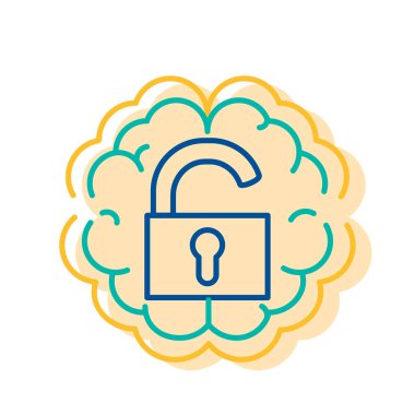 İnsan Beyni Arkaplanındaki Simgeyi Aç, Dış Sıcaklık Tipi ya da Açık Erişim İşareti. Asma kilit Güvenlik İşareti İnce Hat Vektörü Resimleri. Veri ve Gizlilik Koruma Sembol Tasarımı