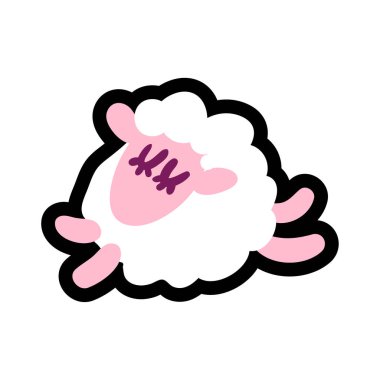 Koyun dikişli çerçeve çizimi. İyi geceler, Patch. Çizgi düz hayvan çizimi