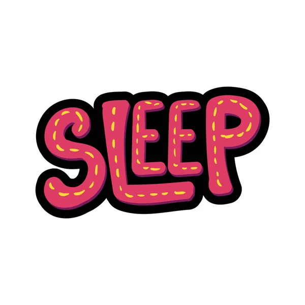 スリープレタリングステッチフレームイラスト おやすみなさいパッチ ダッシュラインフラット図面 — ストックベクタ