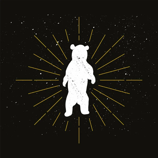 Logotipo de silhueta de urso de pé retro — Vetor de Stock