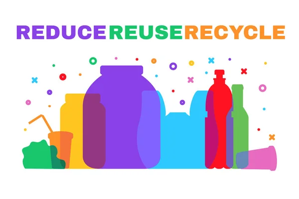 减少塑胶废物及分类废物堆填区 — 图库矢量图片