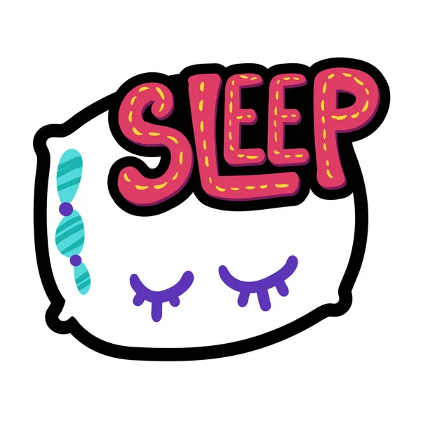 枕ステッチフレームイラスト 睡眠のレタリング おやすみ 甘い夢のステッカー パッチ — ストックベクタ