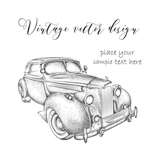 Carro vintage desenhado à mão. Ilustração vetorial — Vetor de Stock