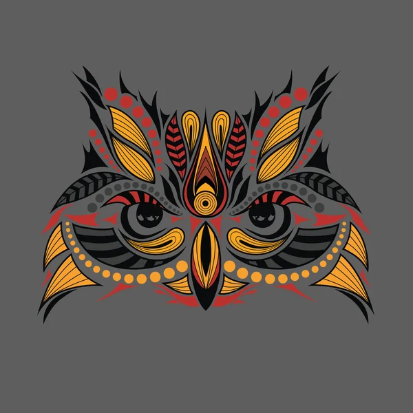 Цветная голова совы с узором. Африканский / индейский / тотем / дизайн тату. Его можно использовать для оформления футболки, сумки, открытки и плаката . — стоковый вектор