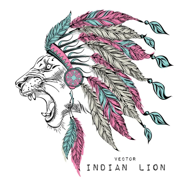 Aslan renkli Hint hamamböceği. tüy headdress kartal