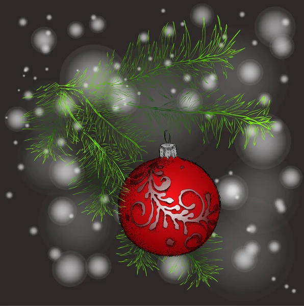 圣诞树上的球。字体设计的圣诞快乐。矢量图 — 图库矢量图片