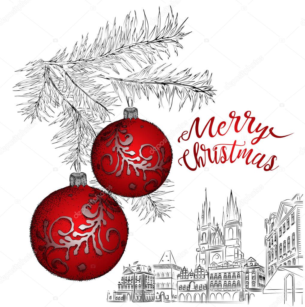 Palline Sullalbero Di Natale Buon Natale Disegno Di