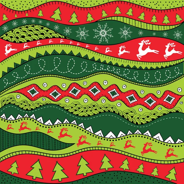 Patrón étnico dibujado a mano de Navidad, fondo tribal. Feliz Navidad de diseño. Se puede utilizar para el papel pintado, página web y otros. Ilustración vectorial . — Archivo Imágenes Vectoriales