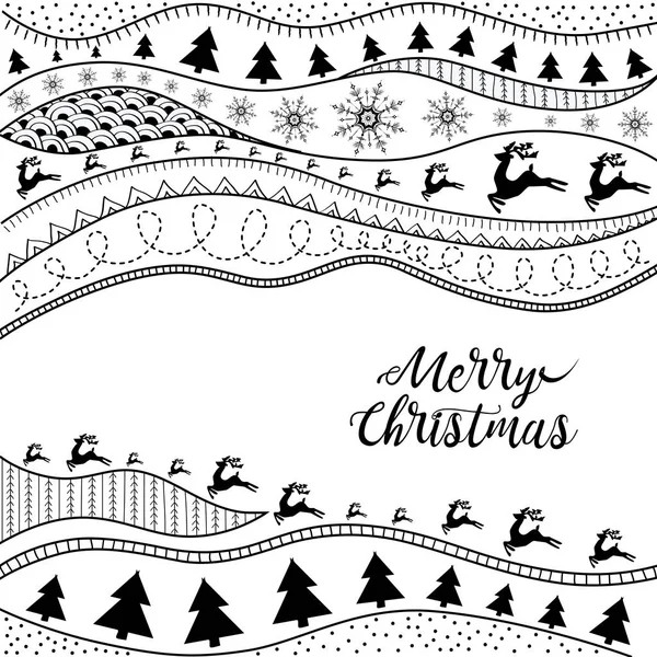 Natal padrão etno desenhado à mão, fundo tribal. Feliz Natal design. Ele pode ser usado para papel de parede, página da web e outros. Ilustração vetorial . —  Vetores de Stock