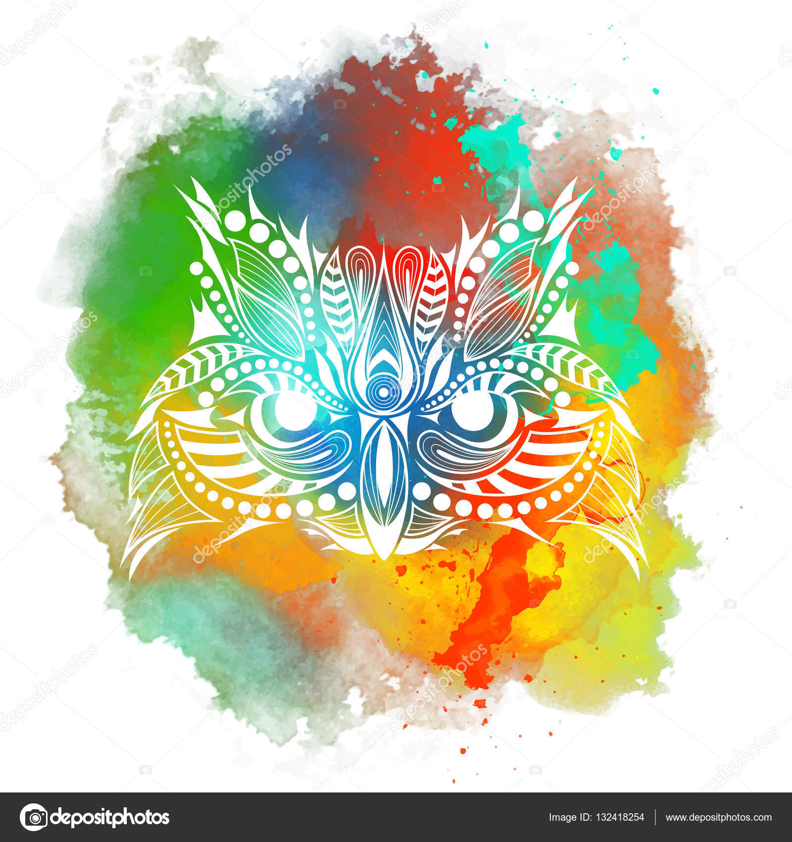 African indian totem tattoo design It may be used for design of a t shirt bag postcard and poster Abstract Background with Watercolor Stains