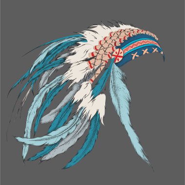 Kızılderili headdress tüylü. Vektör çizim