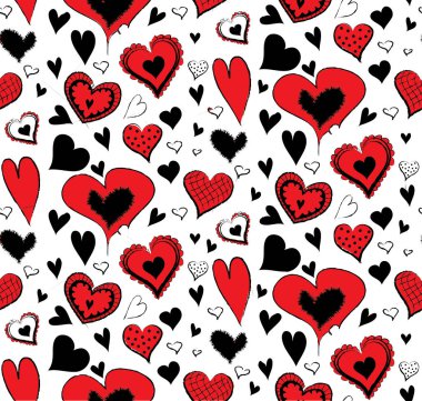 Sevgililer günü sanatsal el kalpleri arka plan çekilmiş. Vektör seamless modeli