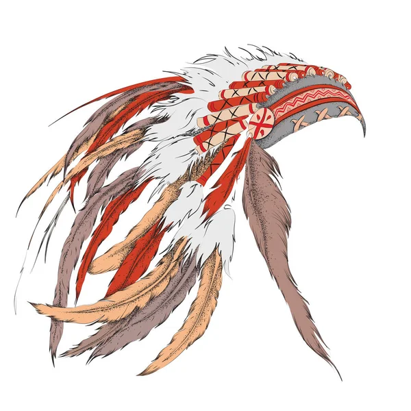 Native American φτερά headdress. Εικονογράφηση διάνυσμα — Διανυσματικό Αρχείο