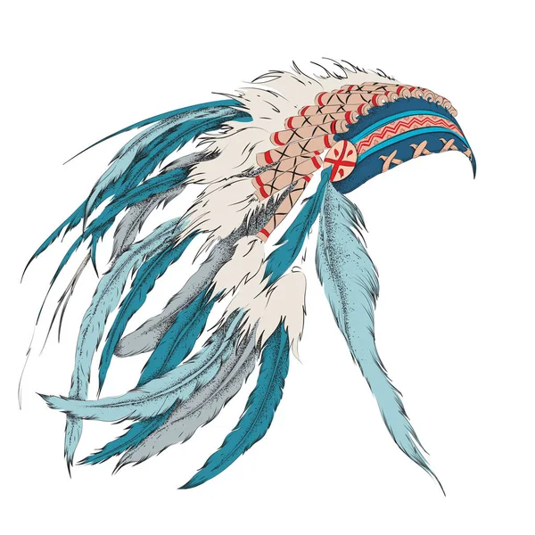 Native American φτερά headdress. Εικονογράφηση διάνυσμα — Διανυσματικό Αρχείο