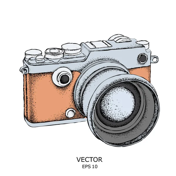 Sketch of a vintage camera. Vector illustration — Stock Vector