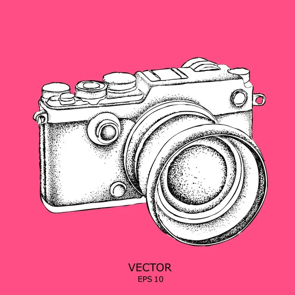 Sketch of a vintage camera. Vector illustration — Stock Vector