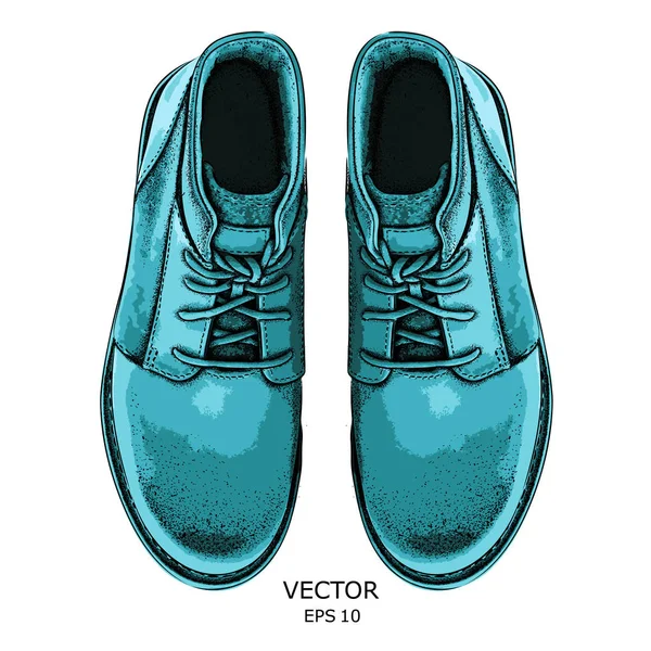Hand drawn light brown shoe. Shoe in retro style,  Walk Concept. Vector illustration — Stock Vector