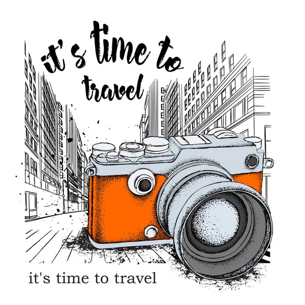 Kroki vintage fotoğrafçılık. Vektör çizim