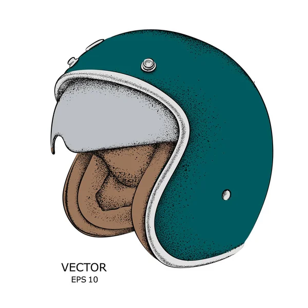 Capacete de motocicleta. Ilustração vetorial desenhada à mão — Vetor de Stock