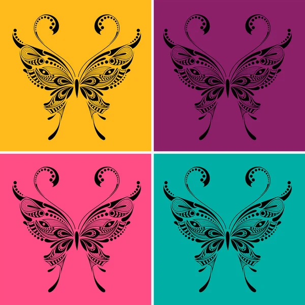 Mariposa con dibujos. Arte pop estilo vector ilustración . — Vector de stock