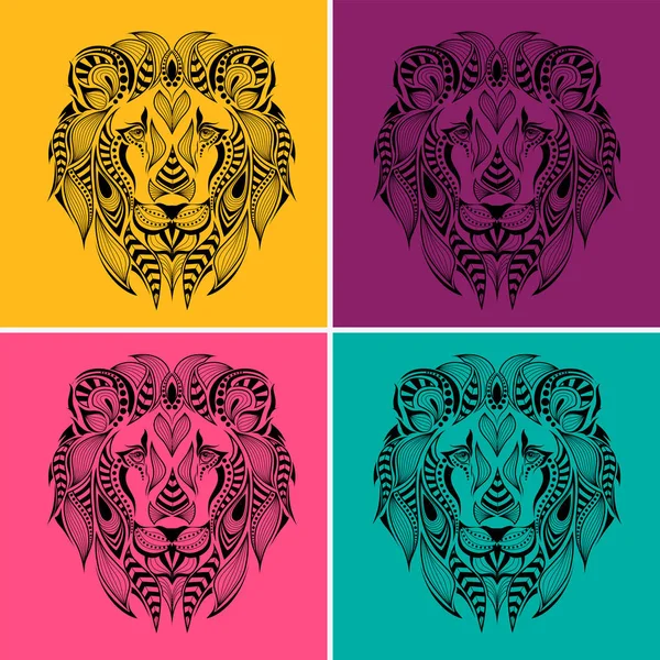 Aslan desenli renkli başkanı. Pop art stil vektör çizim.