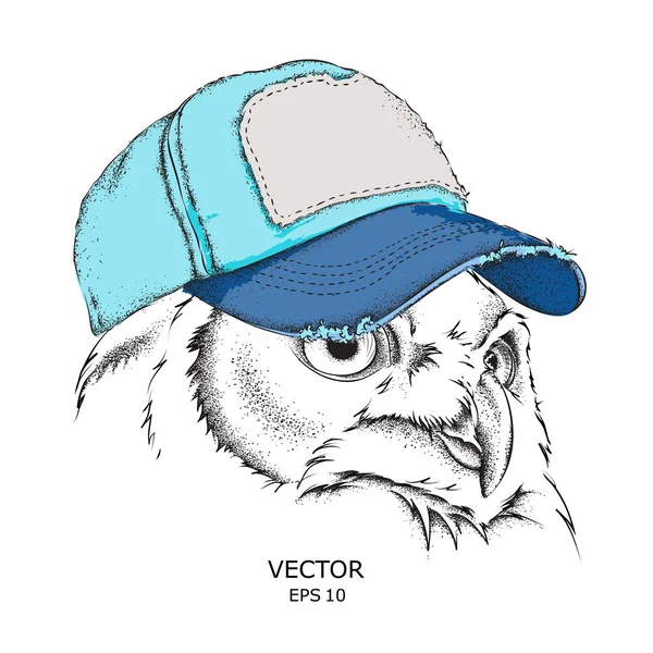 Плакат с изображением совы в хип-хоп шляпе. Векторная иллюстрация . — стоковый вектор
