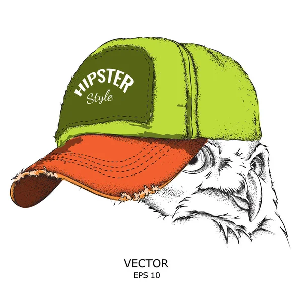 L'affiche avec le portrait de hibou-image en chapeau hip-hop. Illustration vectorielle . — Image vectorielle