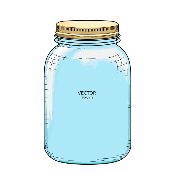Vaso di vetro con coperchio. Illustrazione vettoriale — Vettoriale Stock