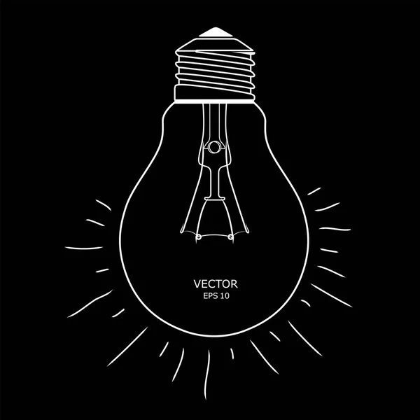 Lampadina vettoriale con concetto di idea su sfondo nero. Illustrazione vettoriale — Vettoriale Stock