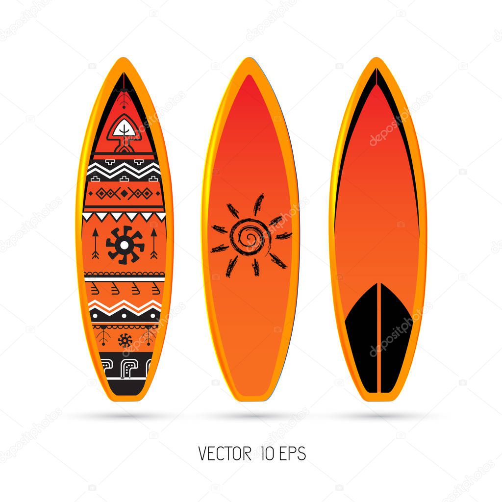Set of surfboards. Vector illustration