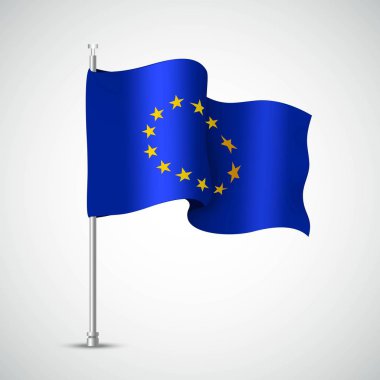 Avrupa Birliği bayrağı sallayarak. Vektör çizim
