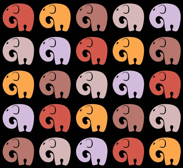 Vzor bezešvé s barevnými stylový legrační sloni. Vektorové ilustrace — Stockový vektor