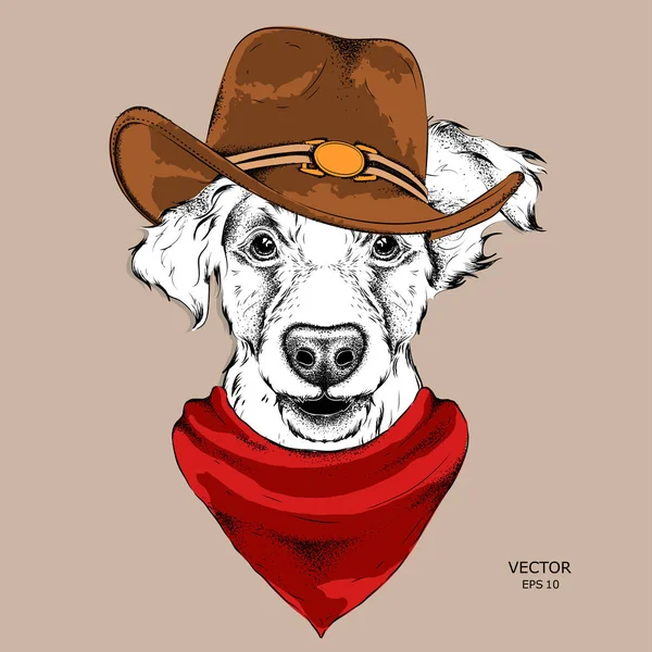 A dog in a cowboy hat. vector illustration Stock Vector by