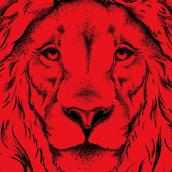 Tekening van het hoofd van een leeuw. Grafisch ontwerp van de dekking. Sjabloon voor registratie. Vectorillustratie — Stockvector